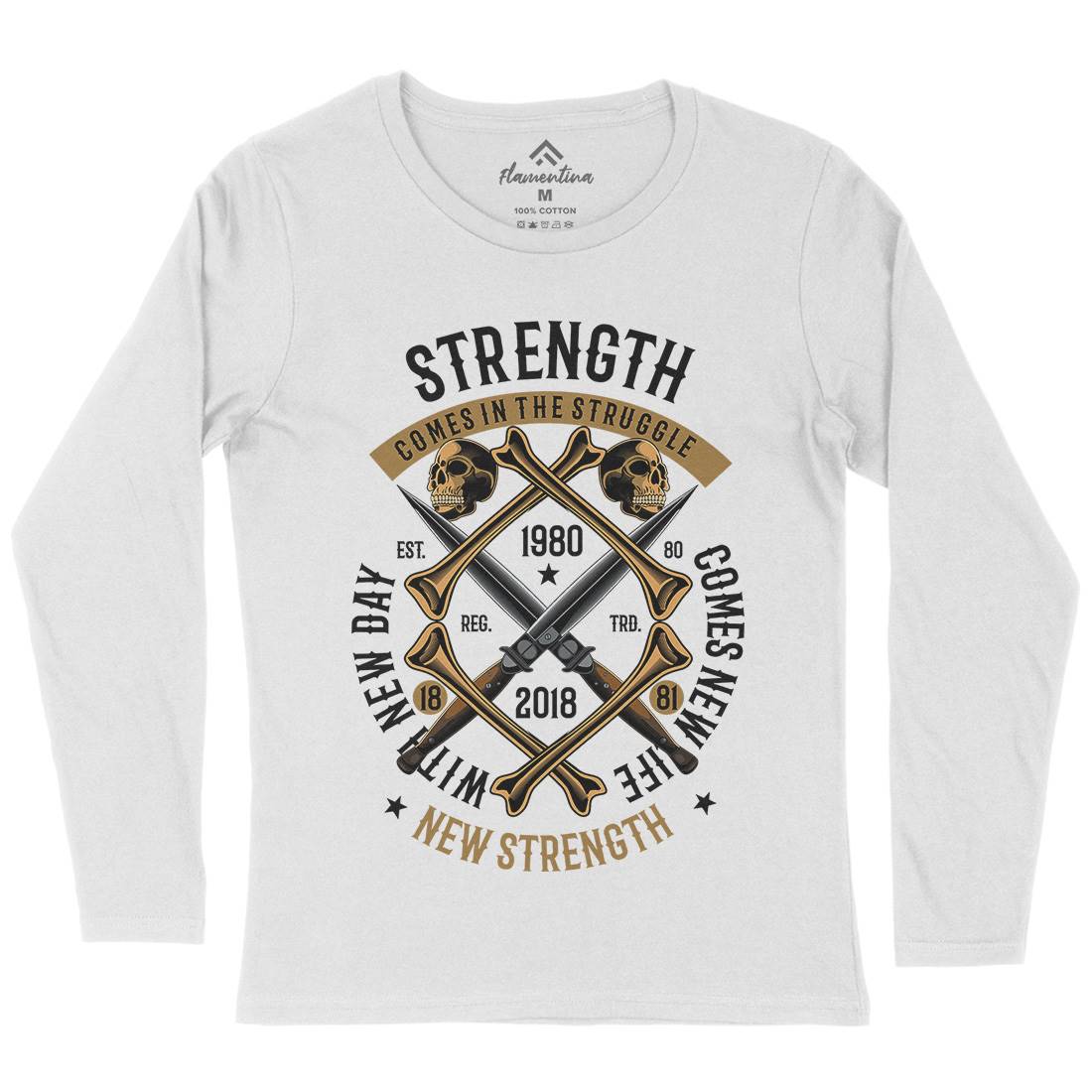 Strength Womens Long Sleeve T-Shirt Army C454