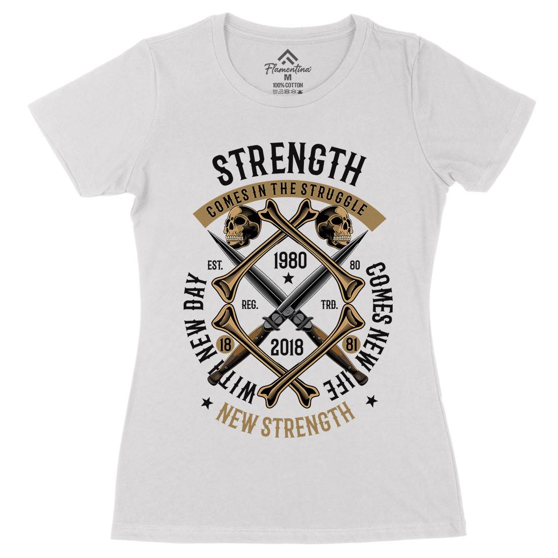 Strength Womens Organic Crew Neck T-Shirt Army C454