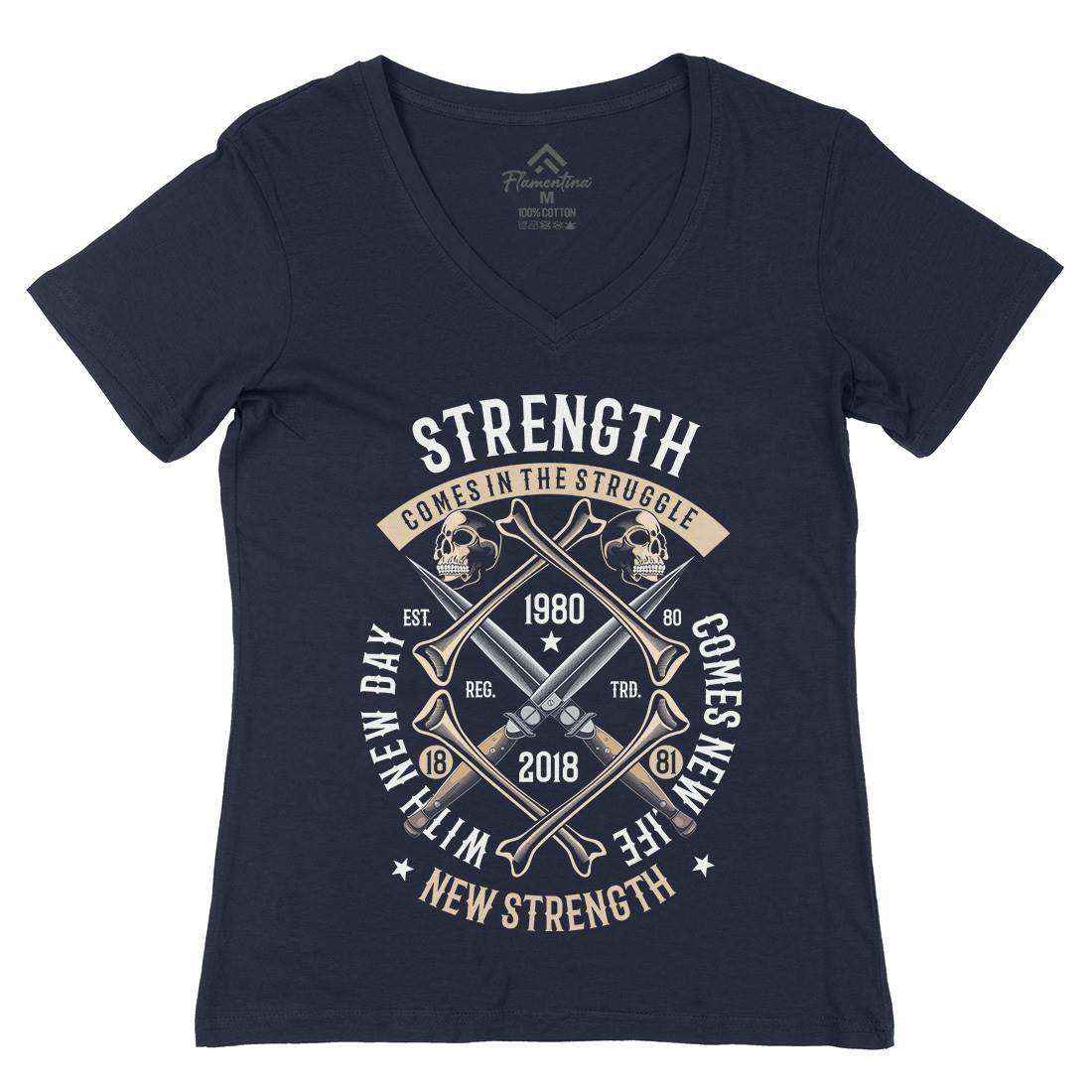 Strength Womens Organic V-Neck T-Shirt Army C454