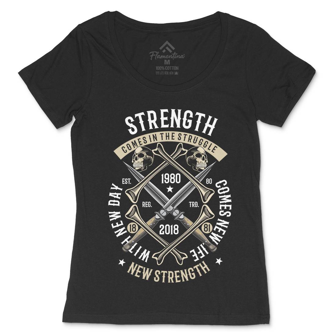 Strength Womens Scoop Neck T-Shirt Army C454