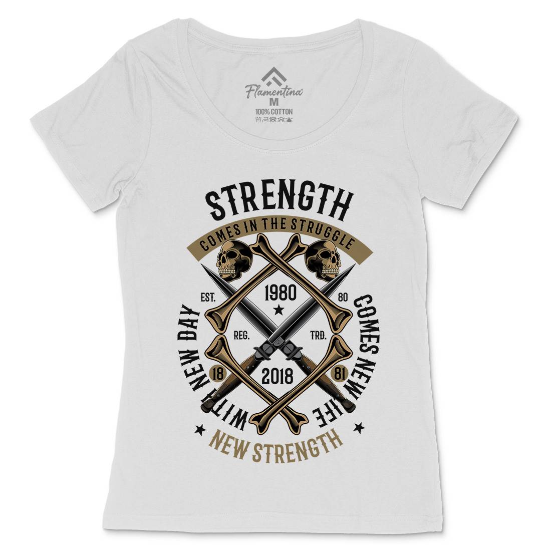 Strength Womens Scoop Neck T-Shirt Army C454