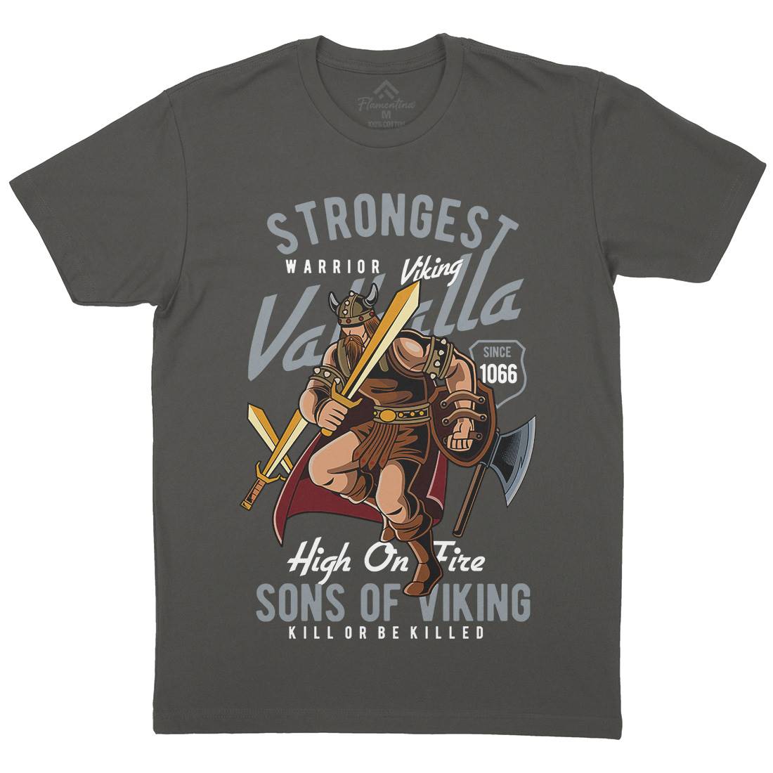 Strongest Viking Mens Organic Crew Neck T-Shirt Warriors C455