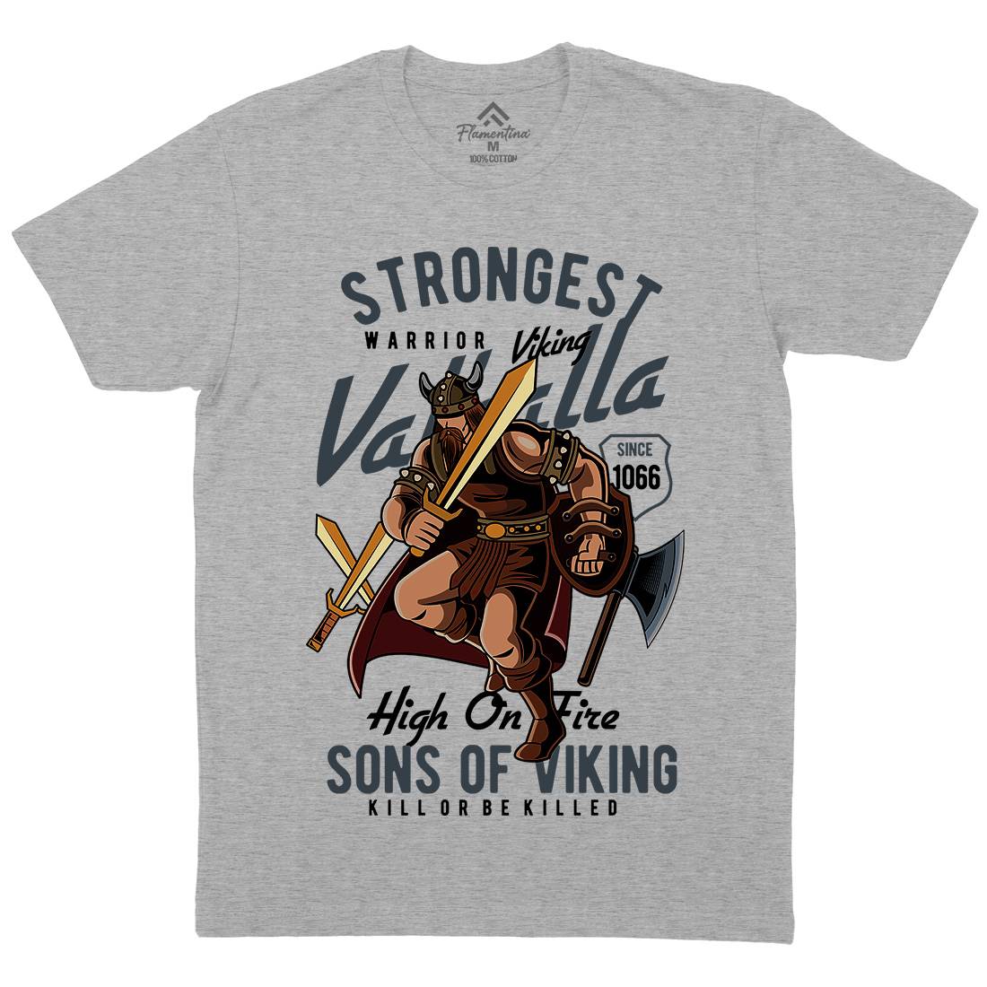 Strongest Viking Mens Organic Crew Neck T-Shirt Warriors C455