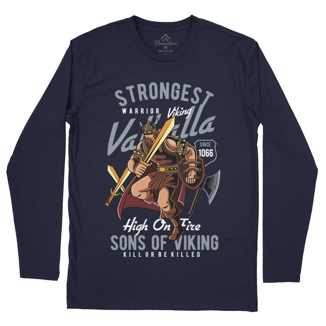 Strongest Viking Mens Long Sleeve T-Shirt Warriors C455