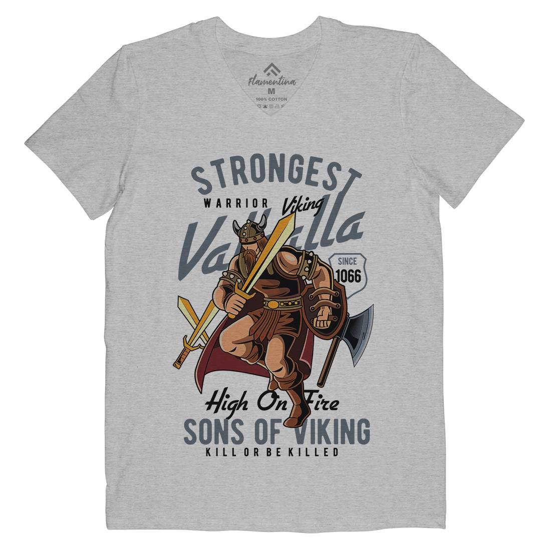 Strongest Viking Mens V-Neck T-Shirt Warriors C455