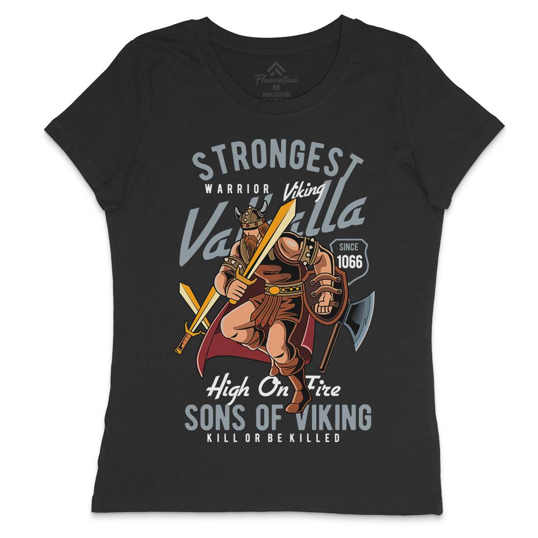Strongest Viking Womens Crew Neck T-Shirt Warriors C455