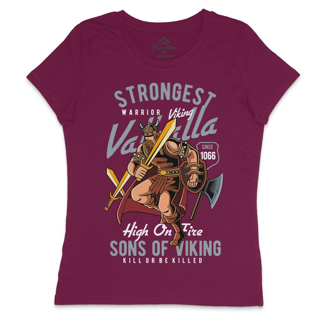 Strongest Viking Womens Crew Neck T-Shirt Warriors C455