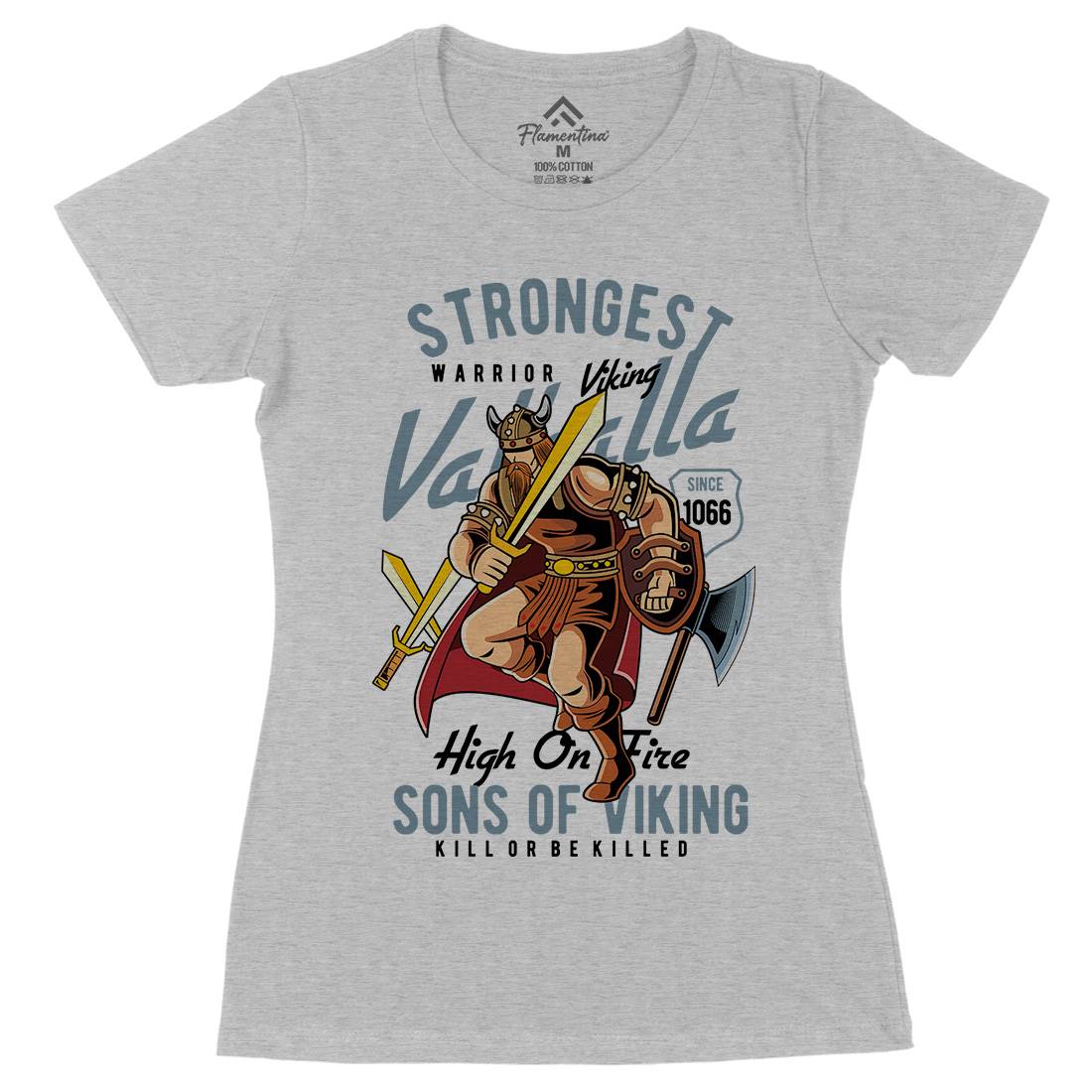 Strongest Viking Womens Organic Crew Neck T-Shirt Warriors C455