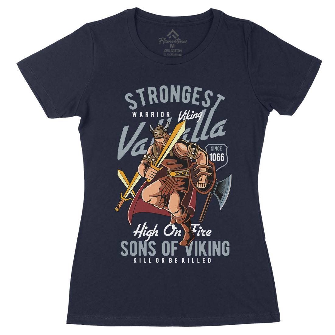 Strongest Viking Womens Organic Crew Neck T-Shirt Warriors C455