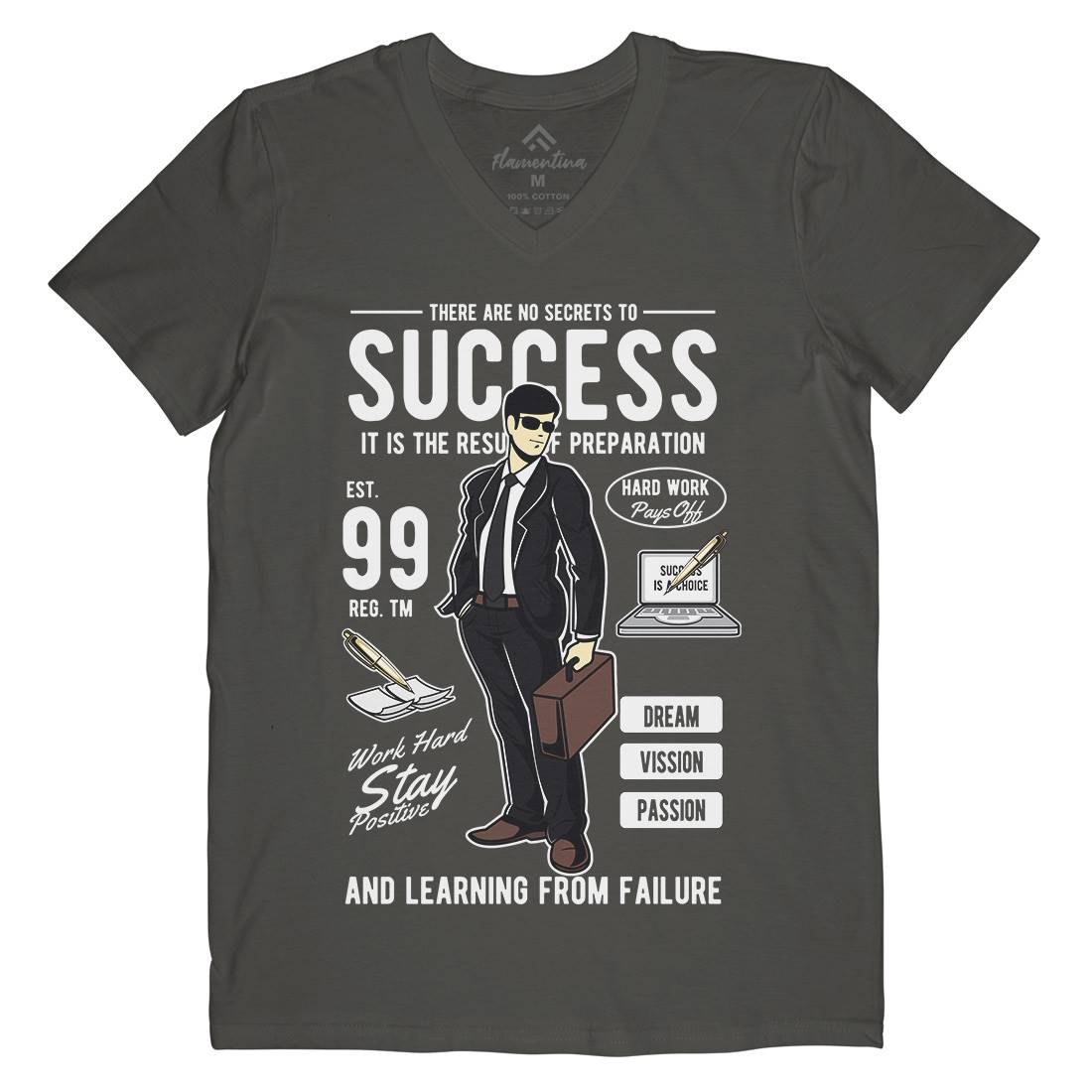 Success Mens V-Neck T-Shirt Work C456