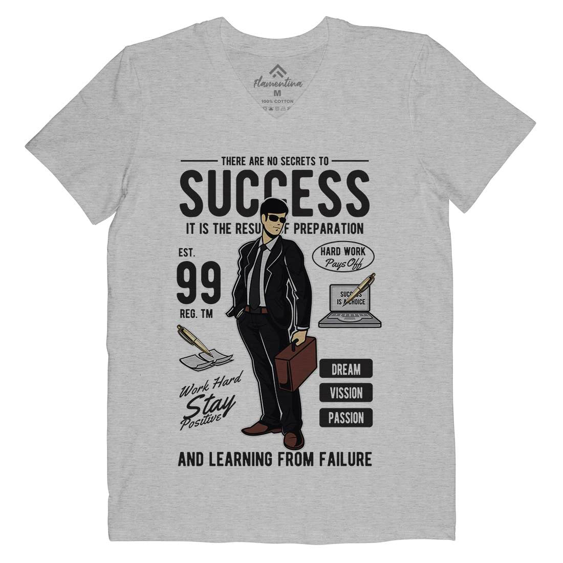 Success Mens Organic V-Neck T-Shirt Work C456