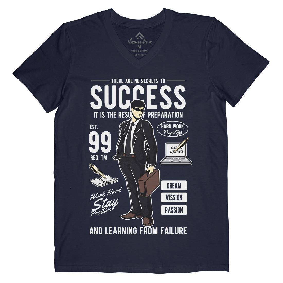 Success Mens V-Neck T-Shirt Work C456