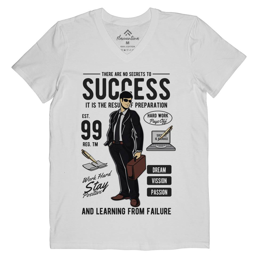 Success Mens Organic V-Neck T-Shirt Work C456
