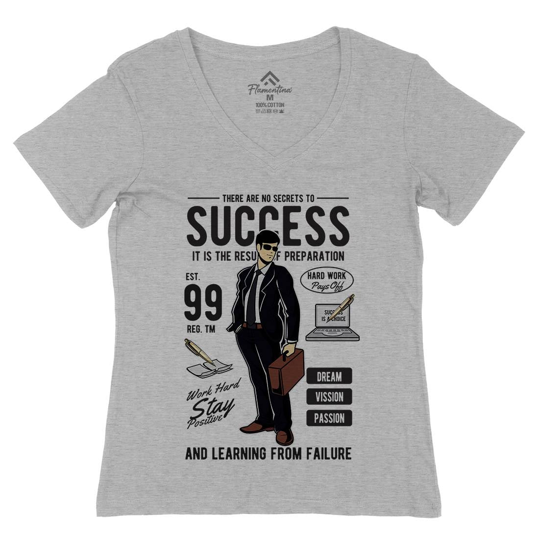 Success Womens Organic V-Neck T-Shirt Work C456
