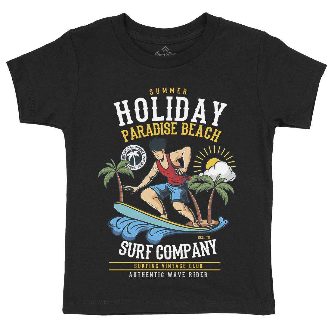 Summer Holiday Kids Organic Crew Neck T-Shirt Surf C457