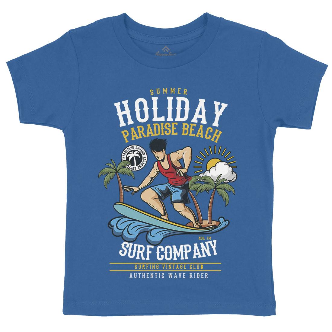 Summer Holiday Kids Crew Neck T-Shirt Surf C457