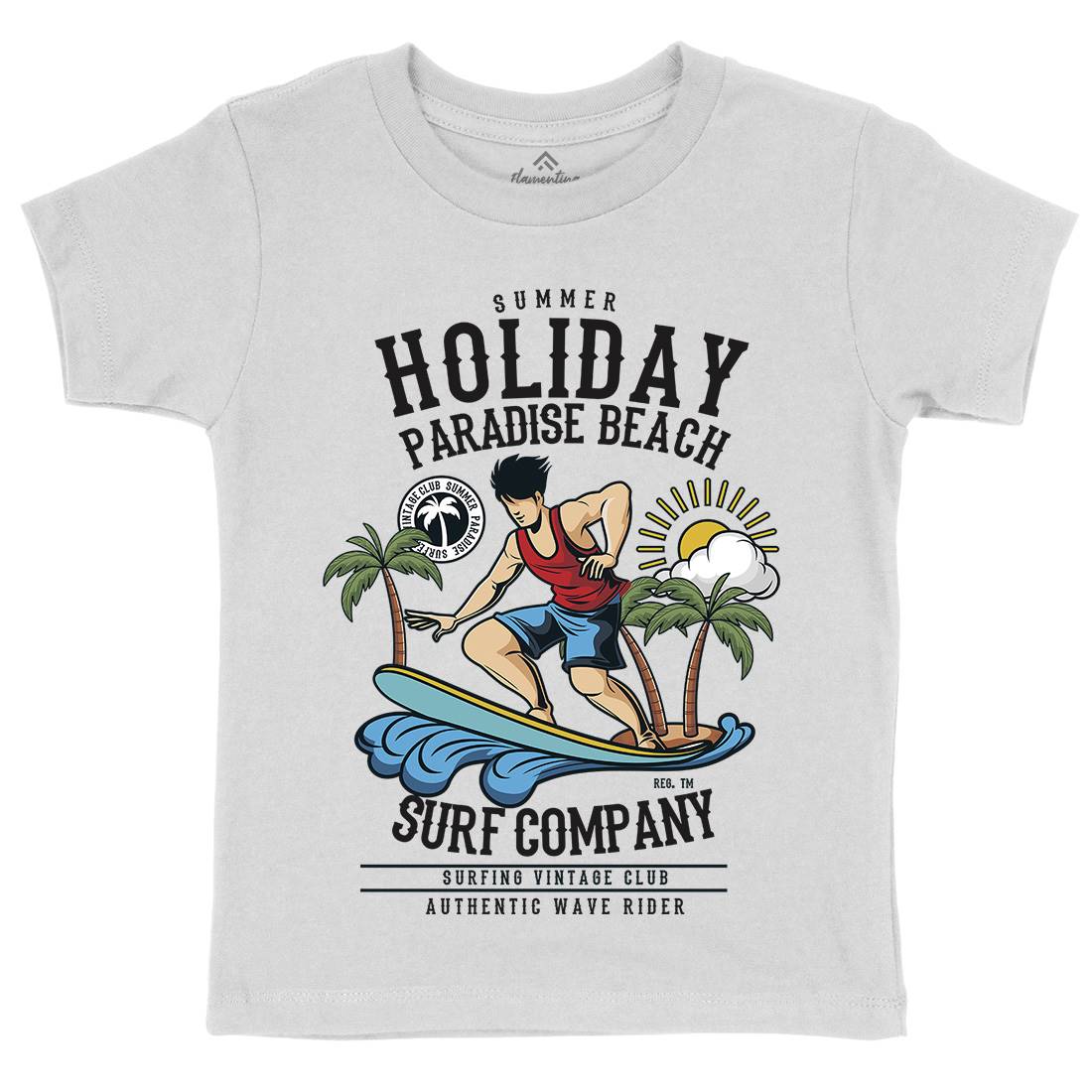 Summer Holiday Kids Organic Crew Neck T-Shirt Surf C457