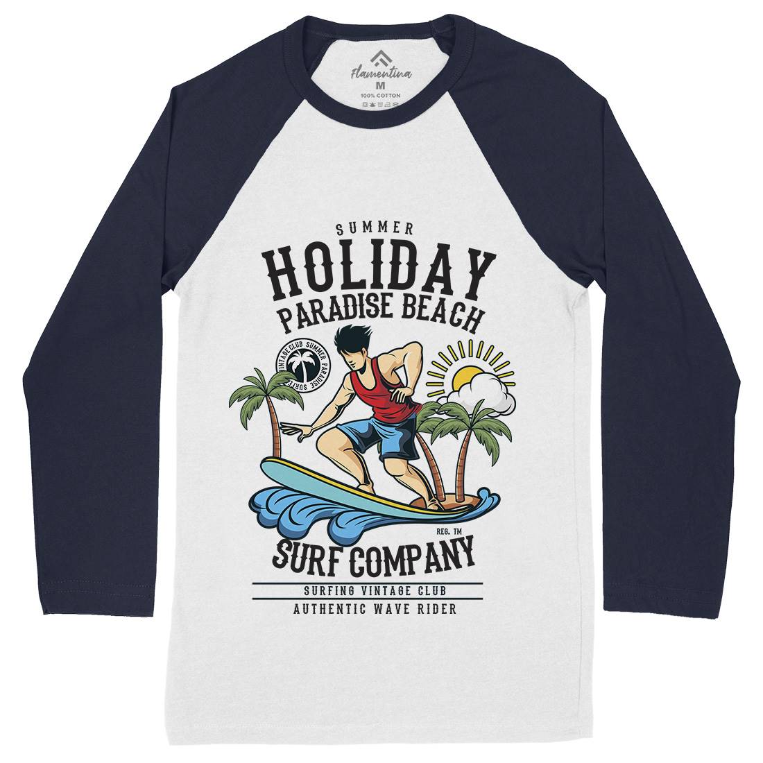 Summer Holiday Mens Long Sleeve Baseball T-Shirt Surf C457