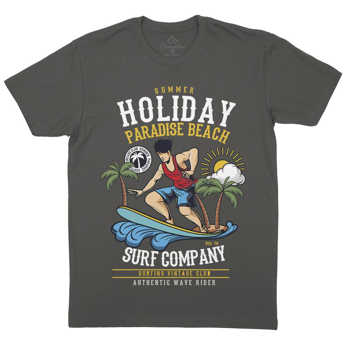 Summer Holiday Mens Organic Crew Neck T-Shirt Surf C457