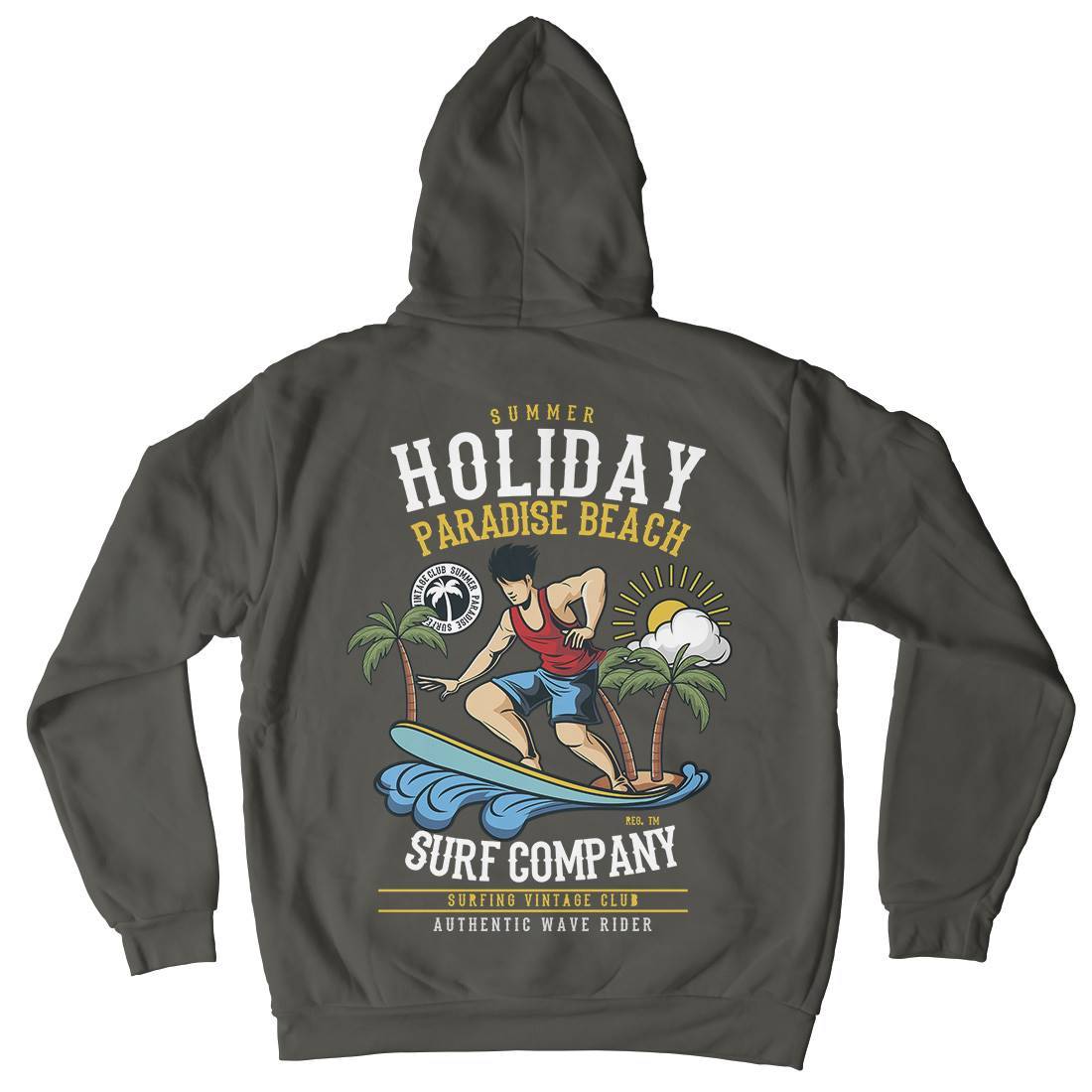 Summer Holiday Mens Hoodie With Pocket Surf C457