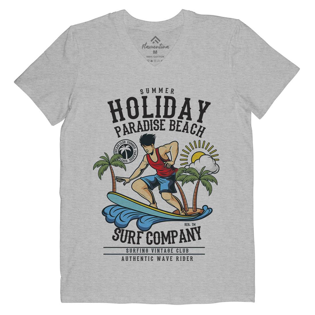 Summer Holiday Mens Organic V-Neck T-Shirt Surf C457