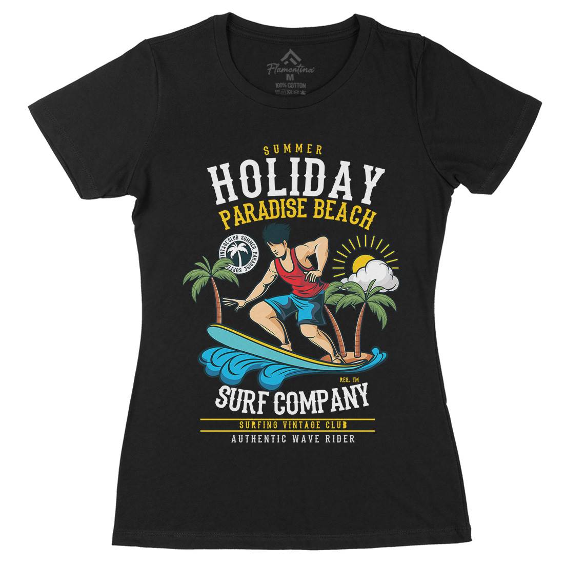 Summer Holiday Womens Organic Crew Neck T-Shirt Surf C457