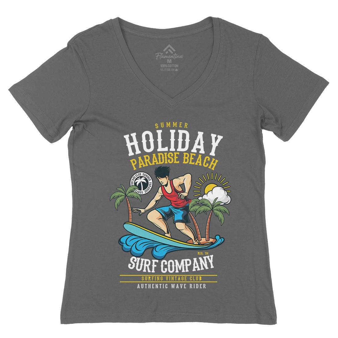 Summer Holiday Womens Organic V-Neck T-Shirt Surf C457