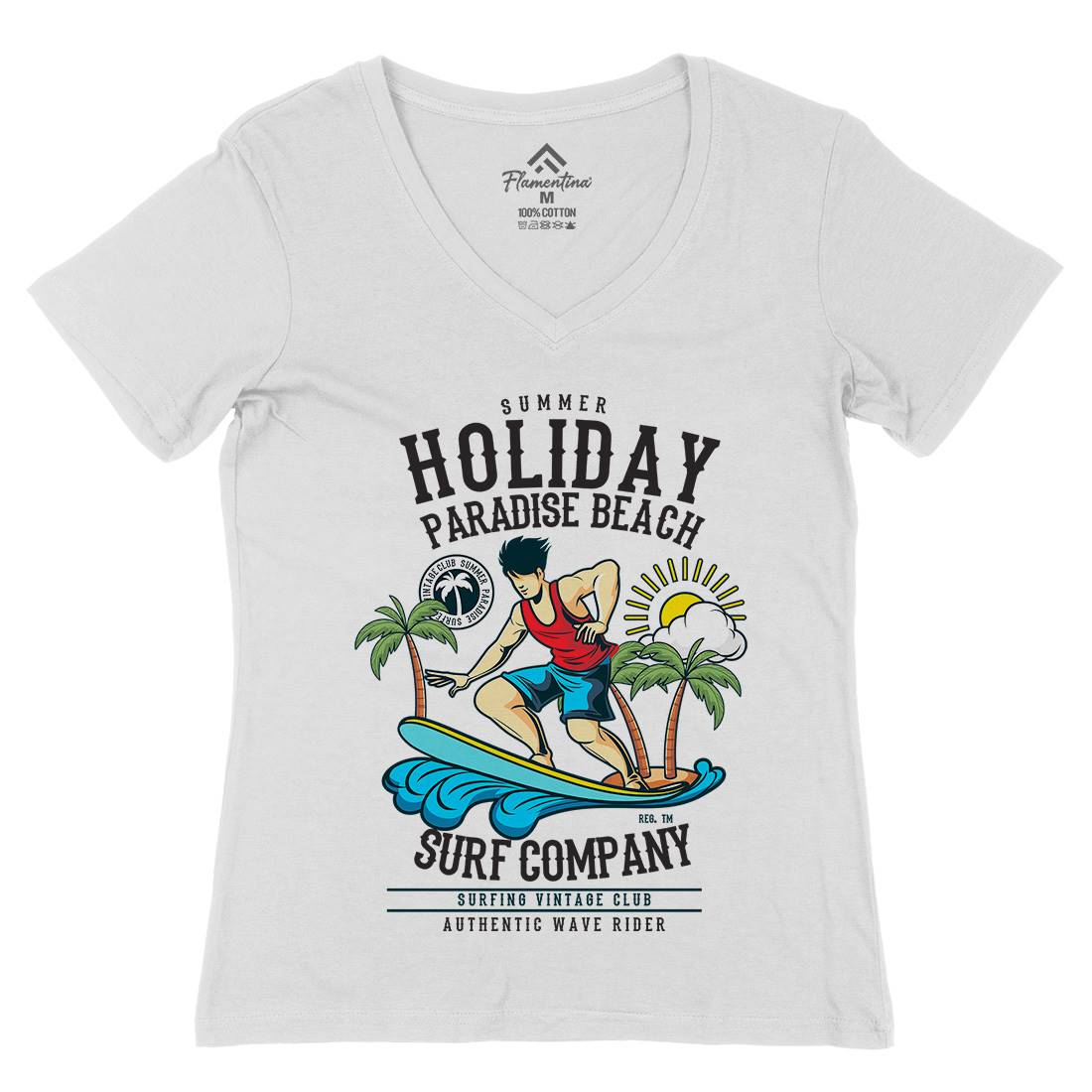 Summer Holiday Womens Organic V-Neck T-Shirt Surf C457