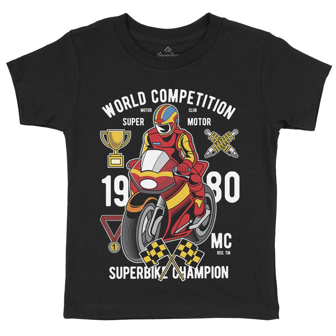 Super Bike World Competition Kids Crew Neck T-Shirt Motorcycles C458