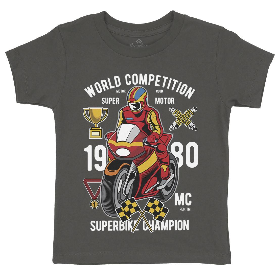 Super Bike World Competition Kids Organic Crew Neck T-Shirt Motorcycles C458