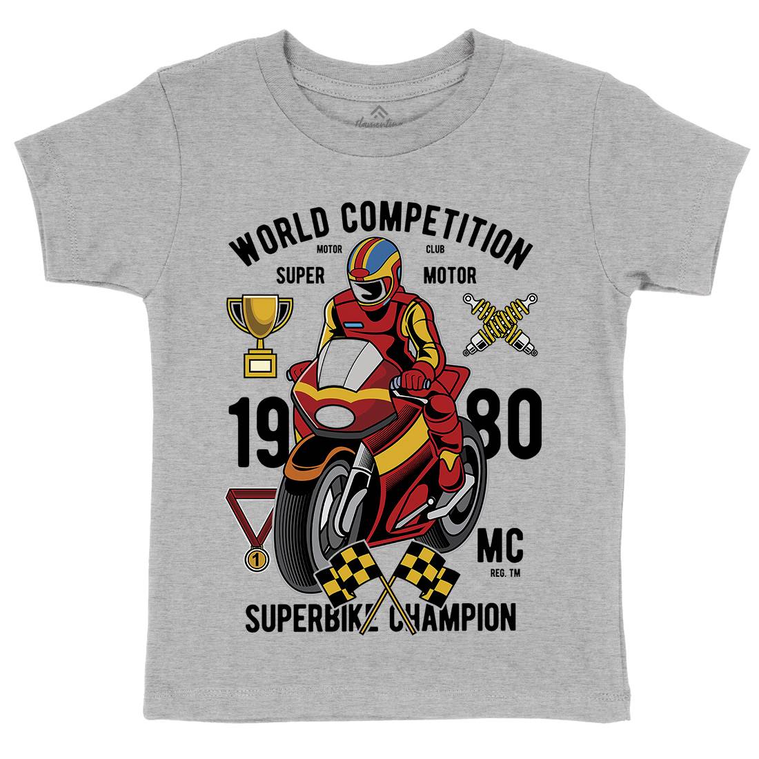 Super Bike World Competition Kids Crew Neck T-Shirt Motorcycles C458