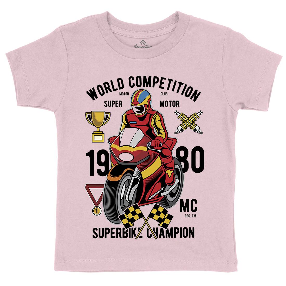 Super Bike World Competition Kids Organic Crew Neck T-Shirt Motorcycles C458