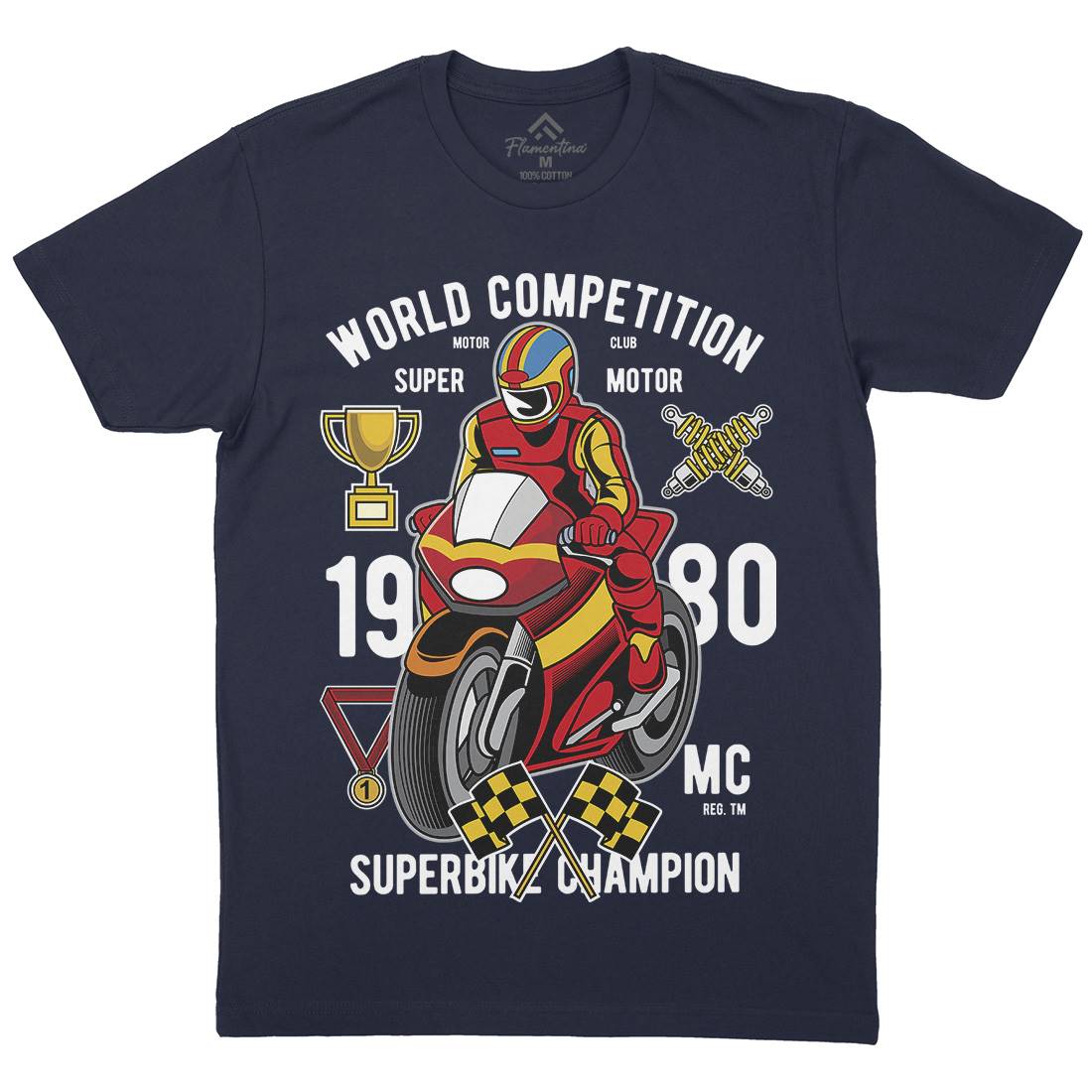 Super Bike World Competition Mens Organic Crew Neck T-Shirt Motorcycles C458