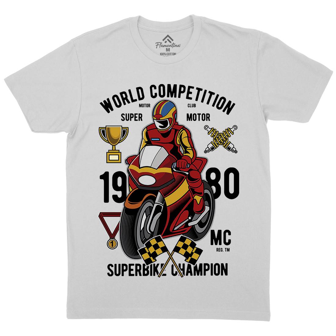 Super Bike World Competition Mens Crew Neck T-Shirt Motorcycles C458