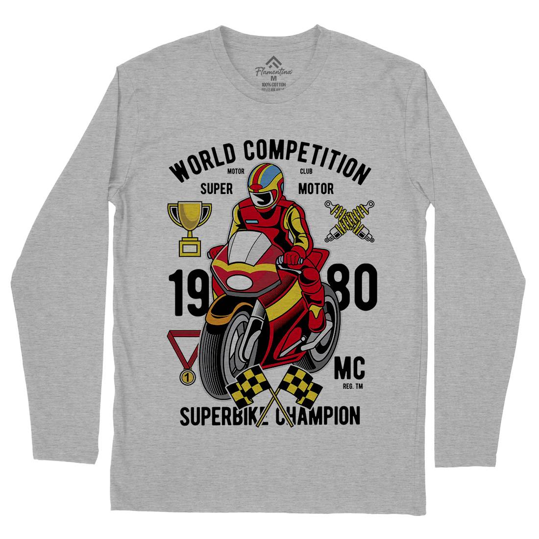Super Bike World Competition Mens Long Sleeve T-Shirt Motorcycles C458