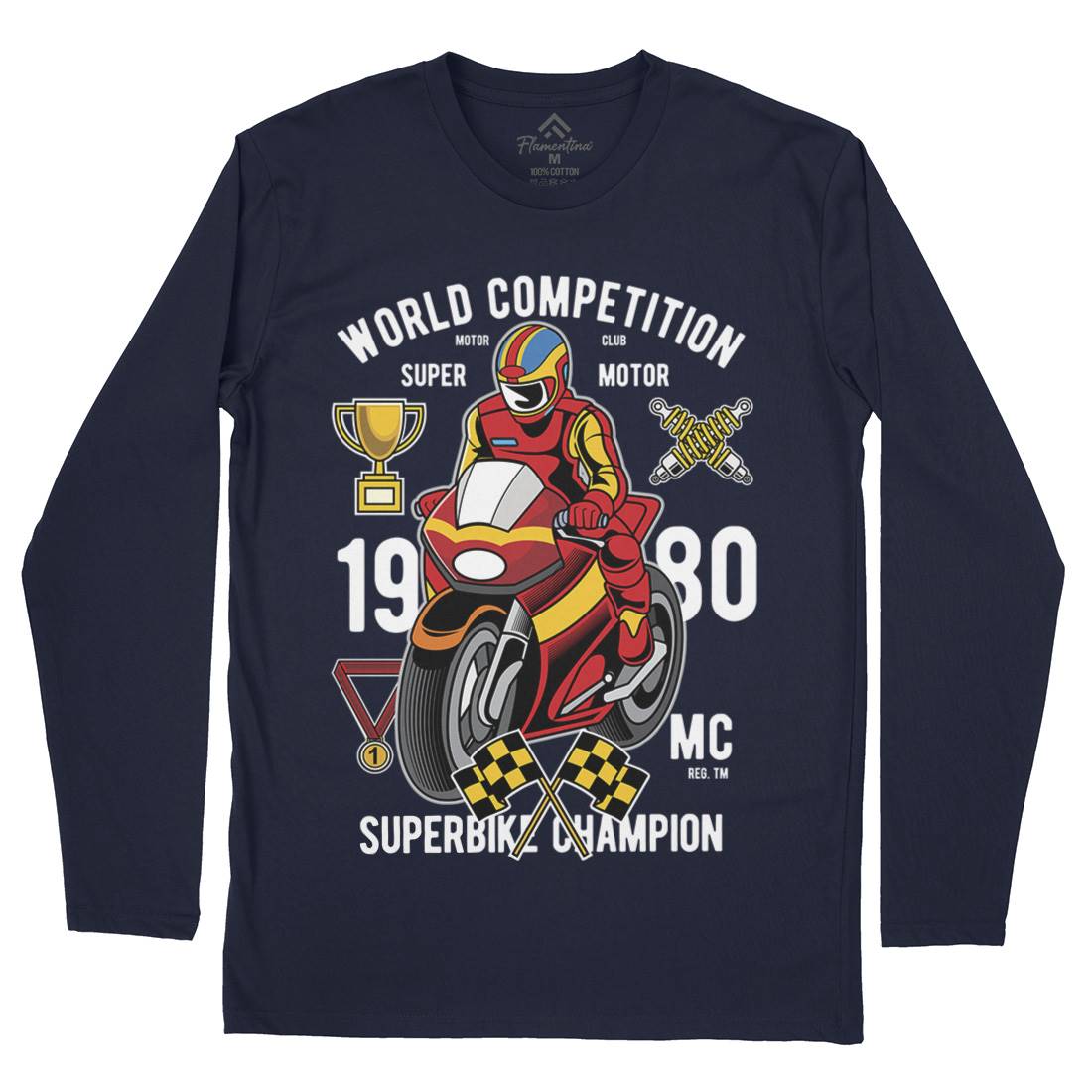Super Bike World Competition Mens Long Sleeve T-Shirt Motorcycles C458