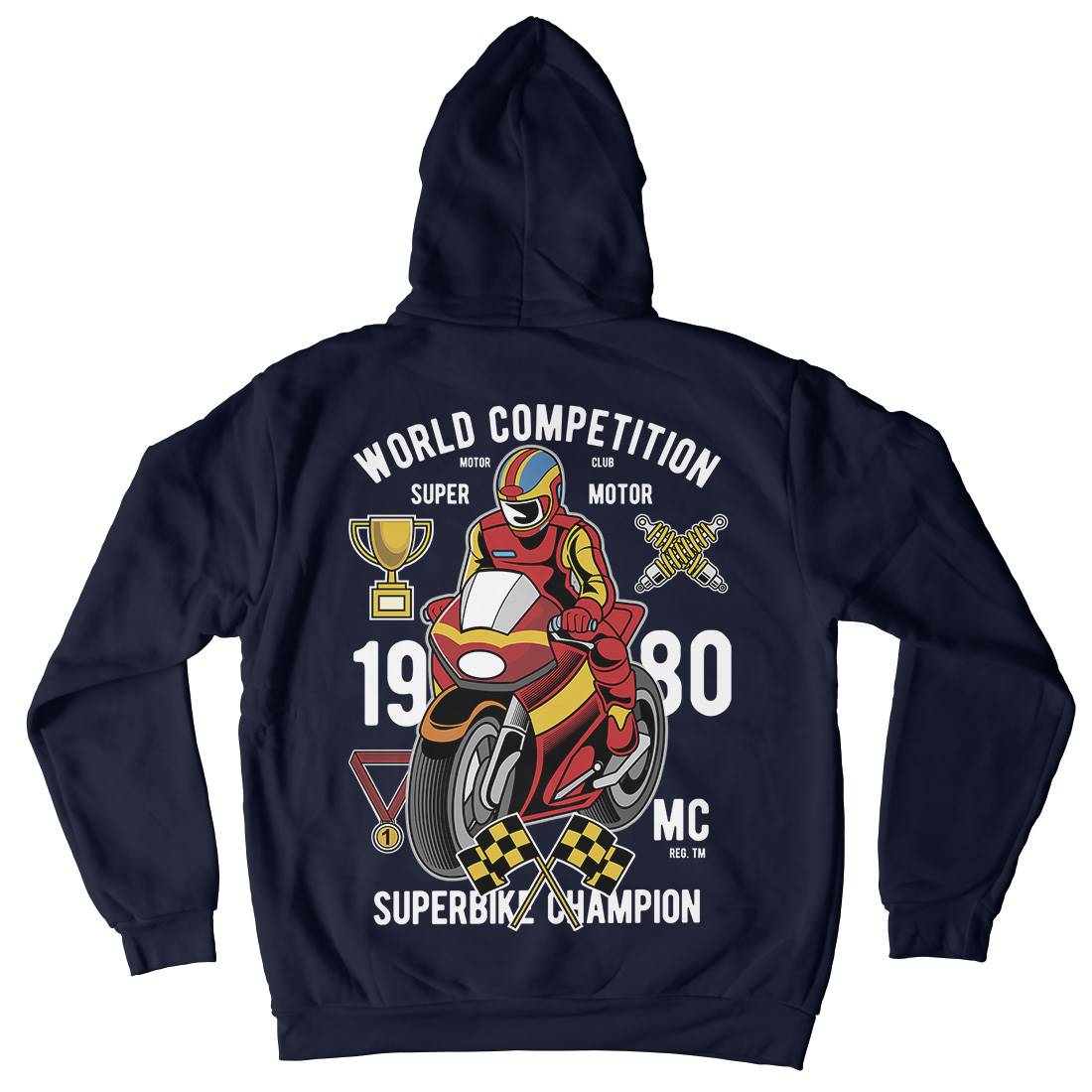 Super Bike World Competition Mens Hoodie With Pocket Motorcycles C458