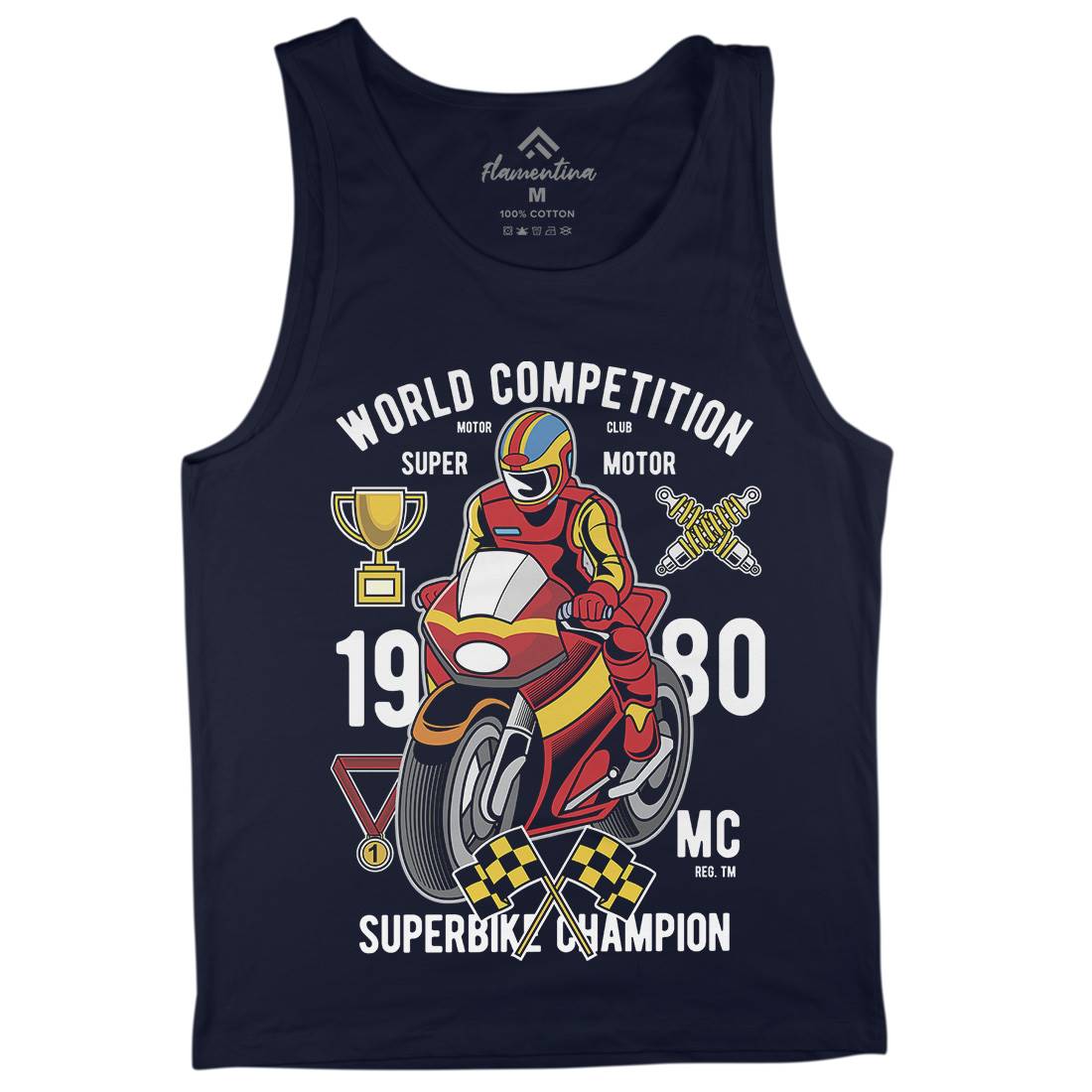 Super Bike World Competition Mens Tank Top Vest Motorcycles C458