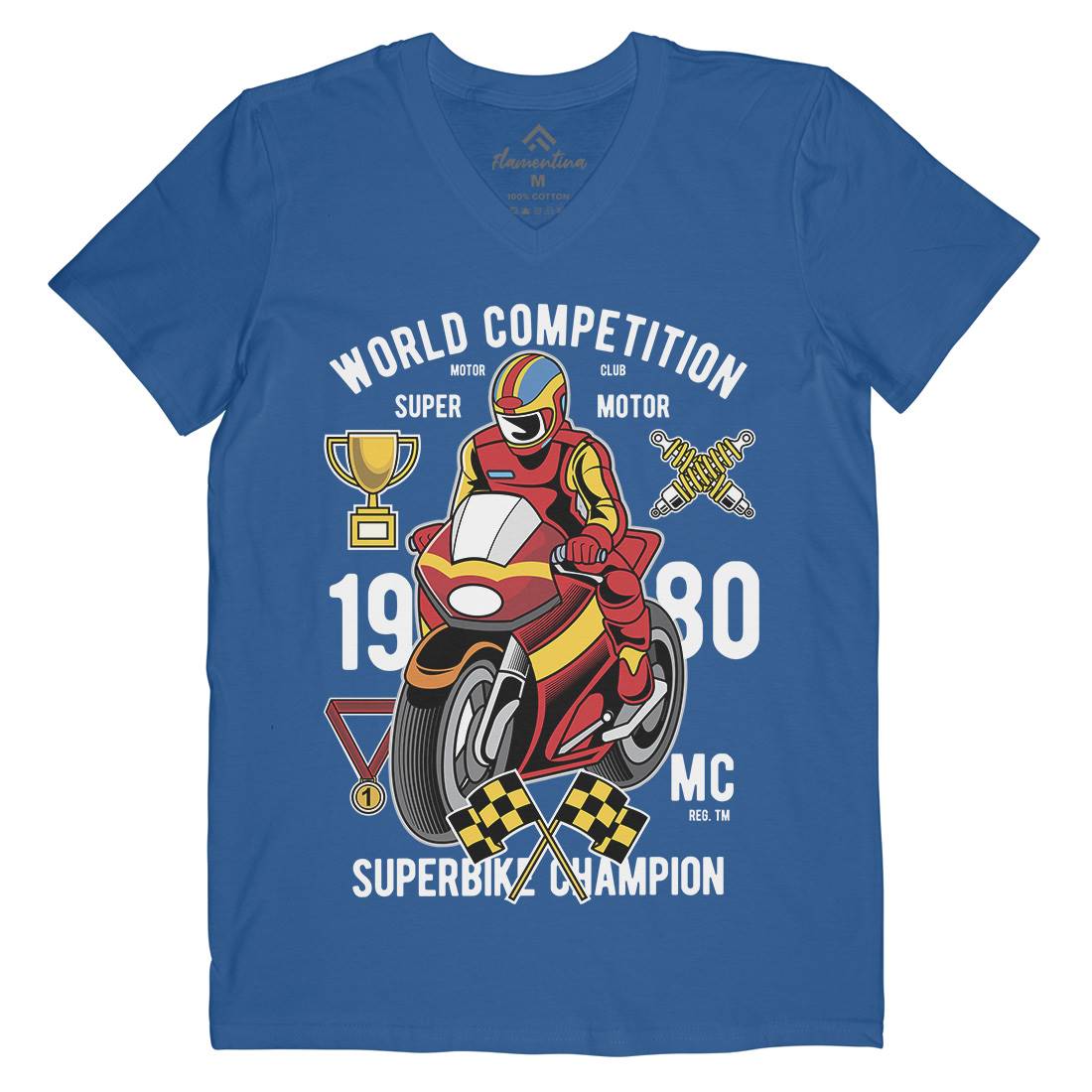 Super Bike World Competition Mens V-Neck T-Shirt Motorcycles C458
