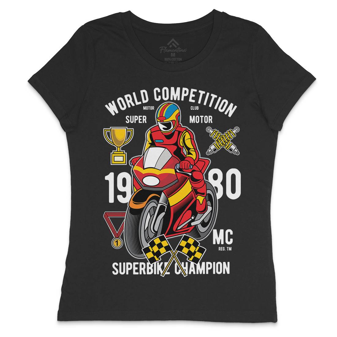 Super Bike World Competition Womens Crew Neck T-Shirt Motorcycles C458