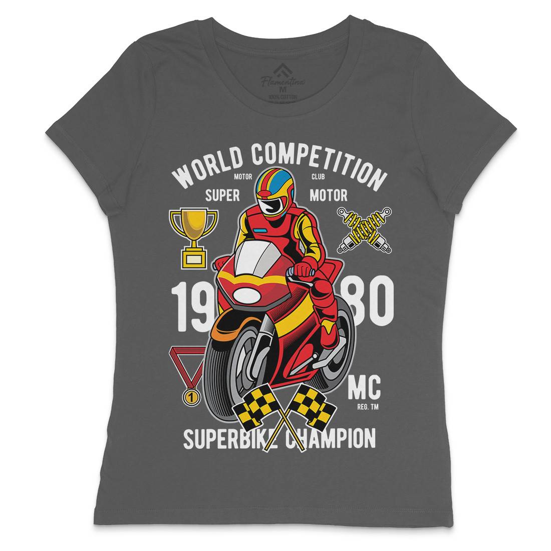 Super Bike World Competition Womens Crew Neck T-Shirt Motorcycles C458