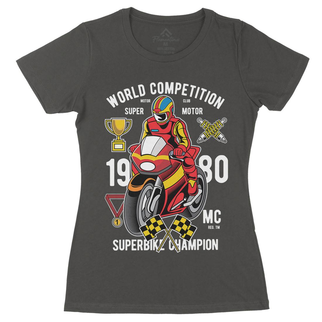 Super Bike World Competition Womens Organic Crew Neck T-Shirt Motorcycles C458