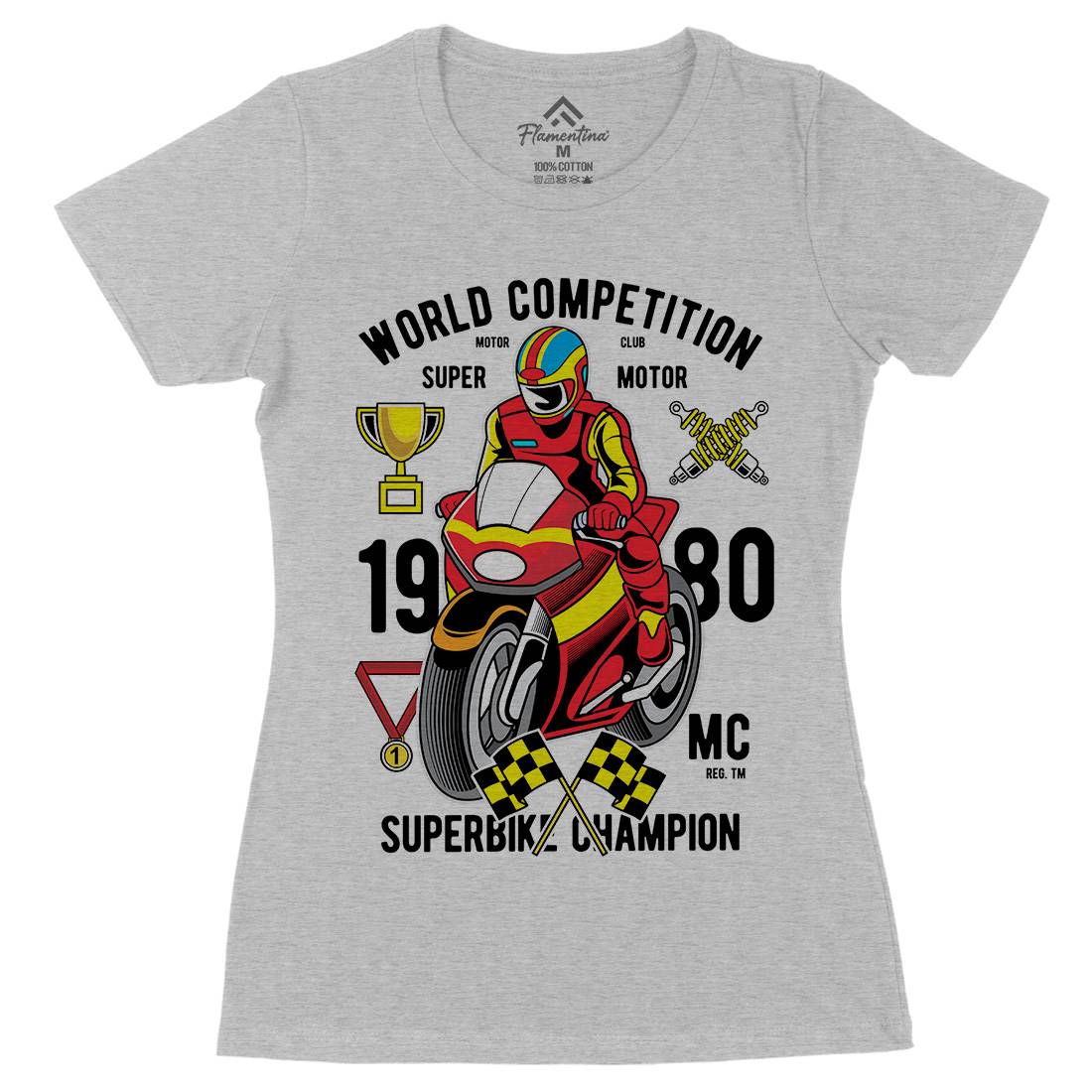 Super Bike World Competition Womens Organic Crew Neck T-Shirt Motorcycles C458