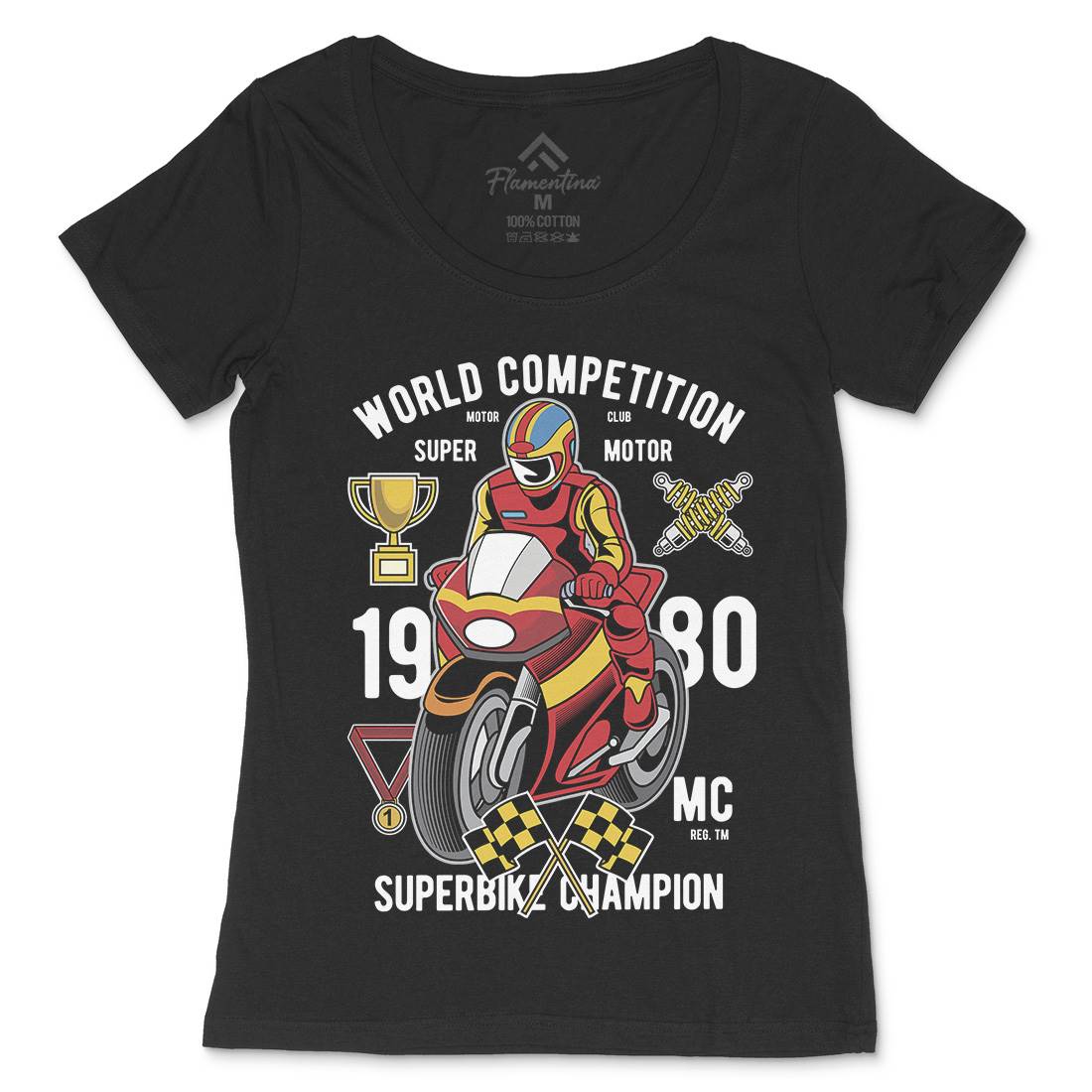 Super Bike World Competition Womens Scoop Neck T-Shirt Motorcycles C458
