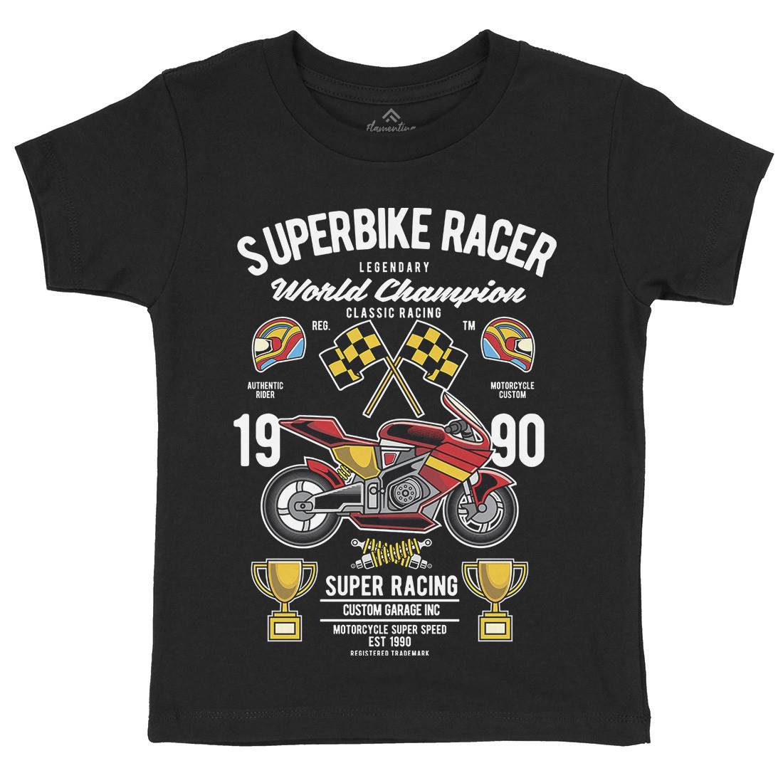 Superbike Racer Kids Organic Crew Neck T-Shirt Motorcycles C459