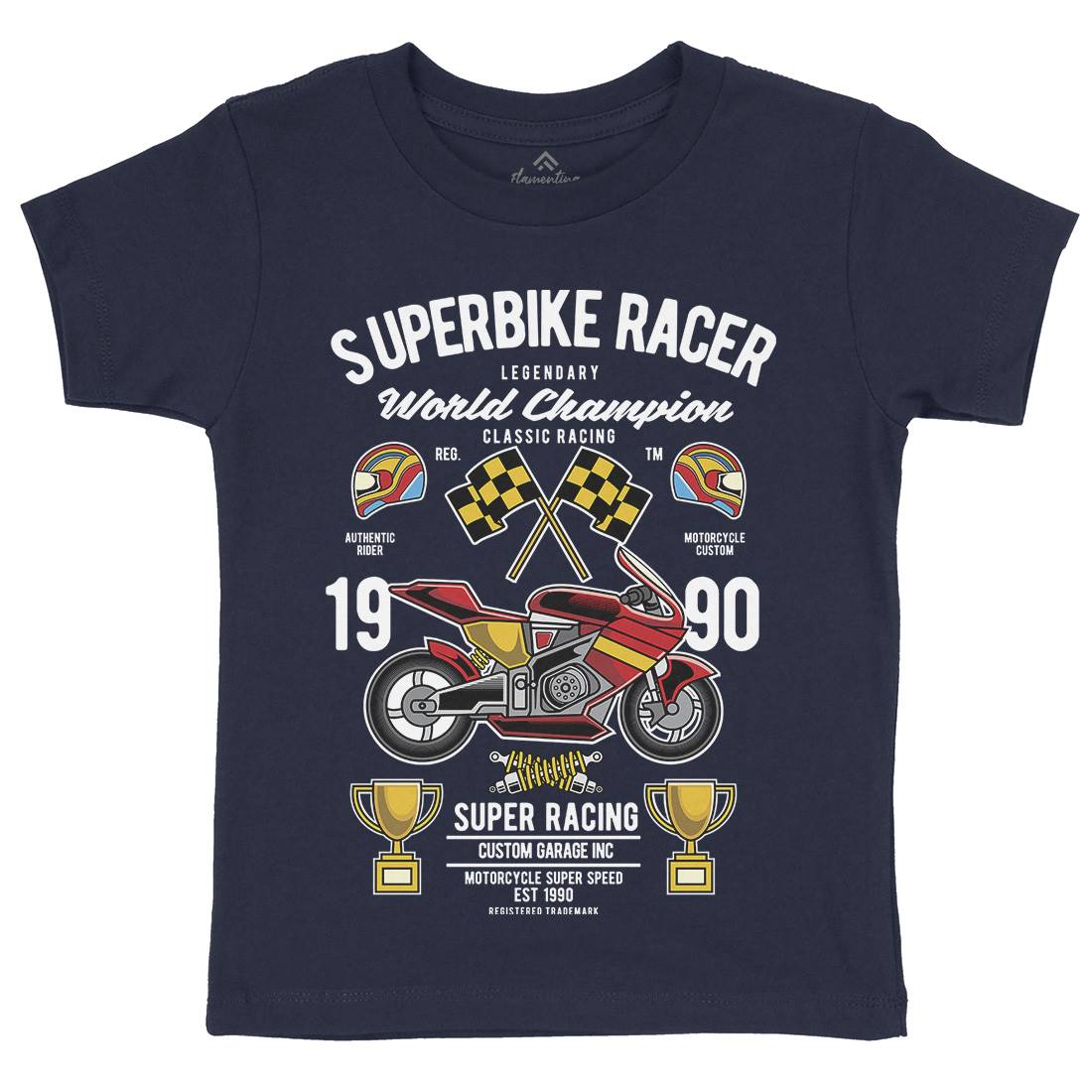 Superbike Racer Kids Organic Crew Neck T-Shirt Motorcycles C459