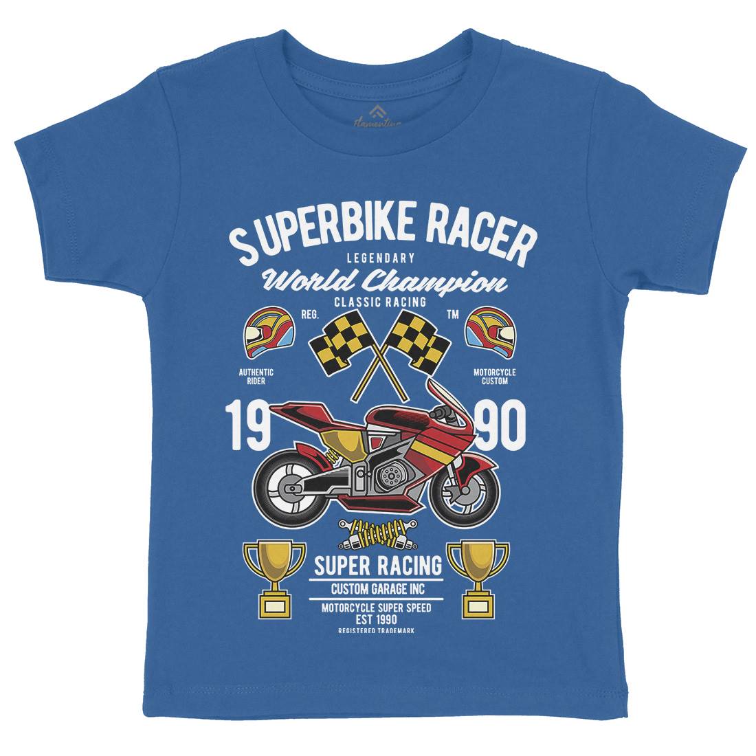 Superbike Racer Kids Crew Neck T-Shirt Motorcycles C459
