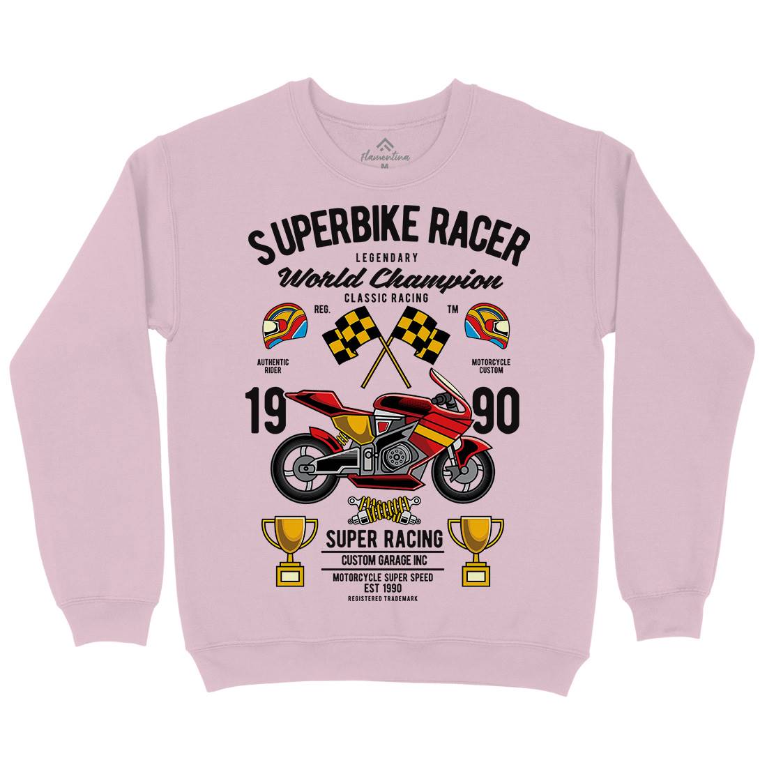 Superbike Racer Kids Crew Neck Sweatshirt Motorcycles C459