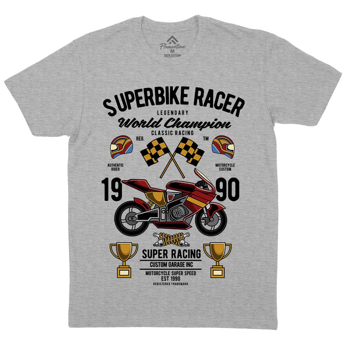 Superbike Racer Mens Crew Neck T-Shirt Motorcycles C459