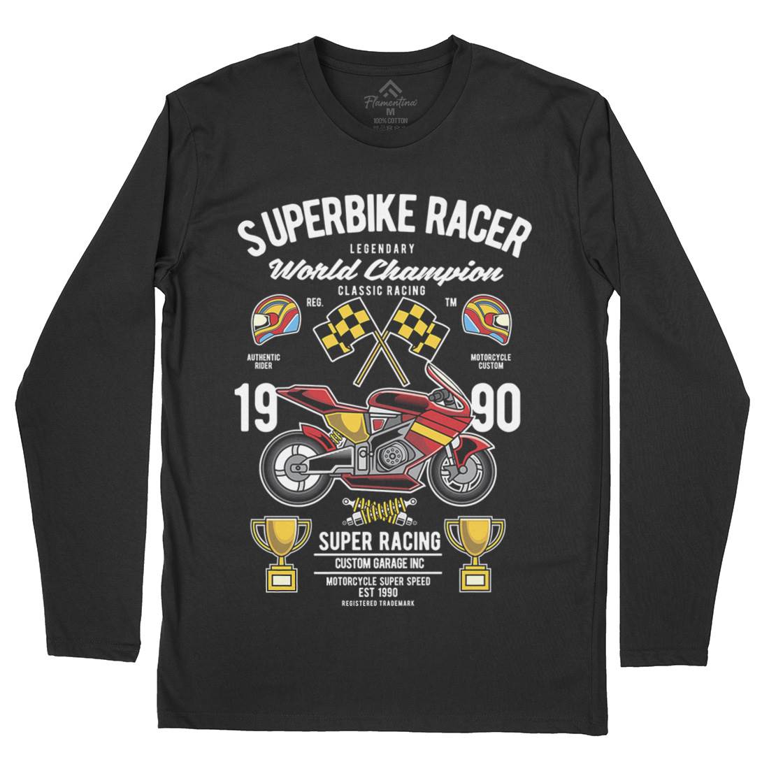 Superbike Racer Mens Long Sleeve T-Shirt Motorcycles C459